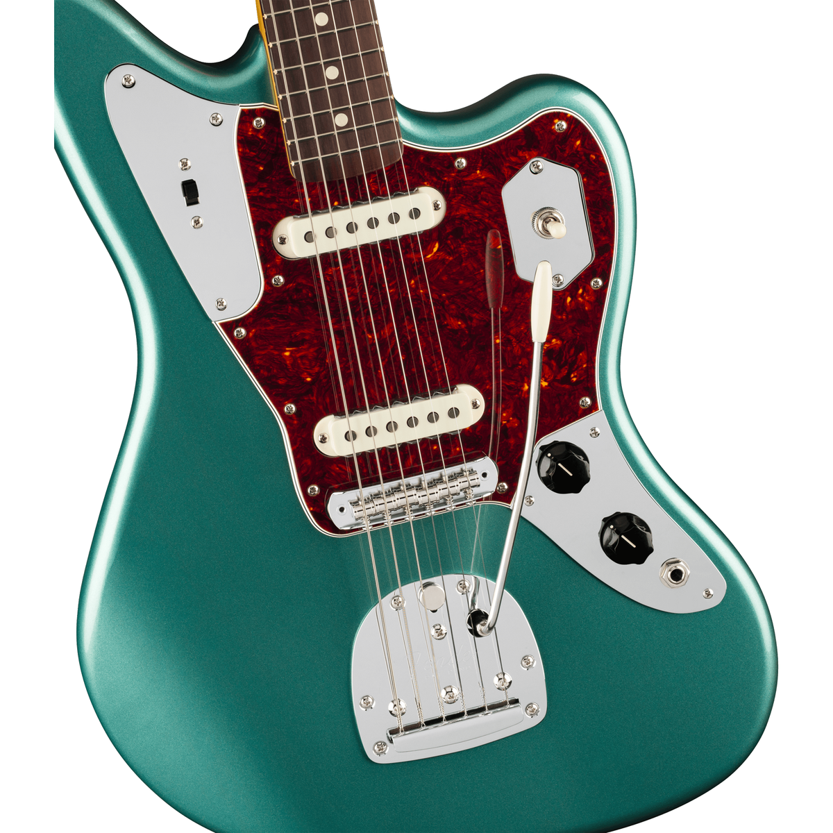 Fender American Professional Classic Jaguar Electric Guitar - Faded Sherwood Green Metallic - View 6 | MusicMarket