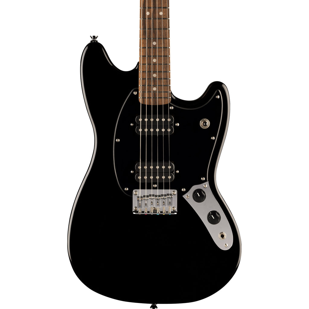 Squier Sonic Mustang HH Guitar - Laurel Fingerboard, Black Pickguard, Black - MusicMarket