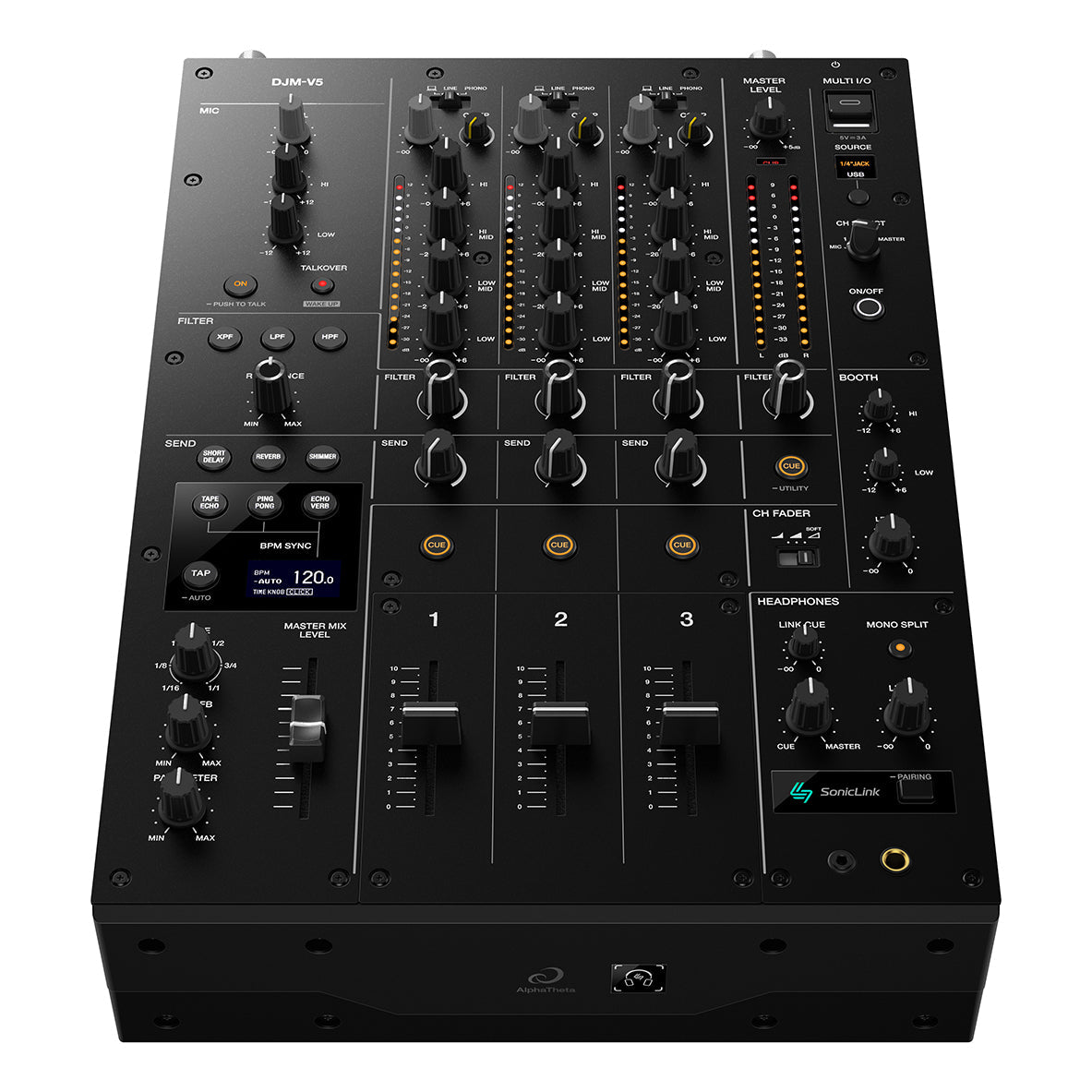 AlphaTheta DJM-V5 Compact 3-Channel DJ Mixer - View 5 | MusicMarket