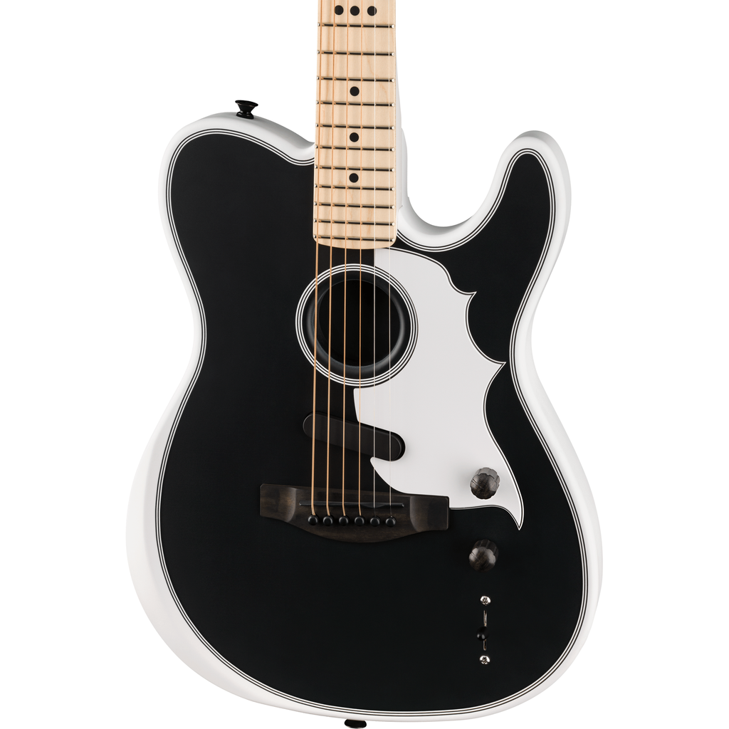Fender Jack White Triplesonic Acoustasonic Telecaster - Satin Arctic White w/ Black Top - MusicMarket