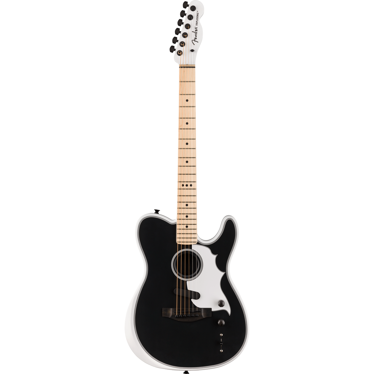 Fender Jack White Triplesonic Acoustasonic Telecaster - Satin Arctic White w/ Black Top - View 2 | MusicMarket