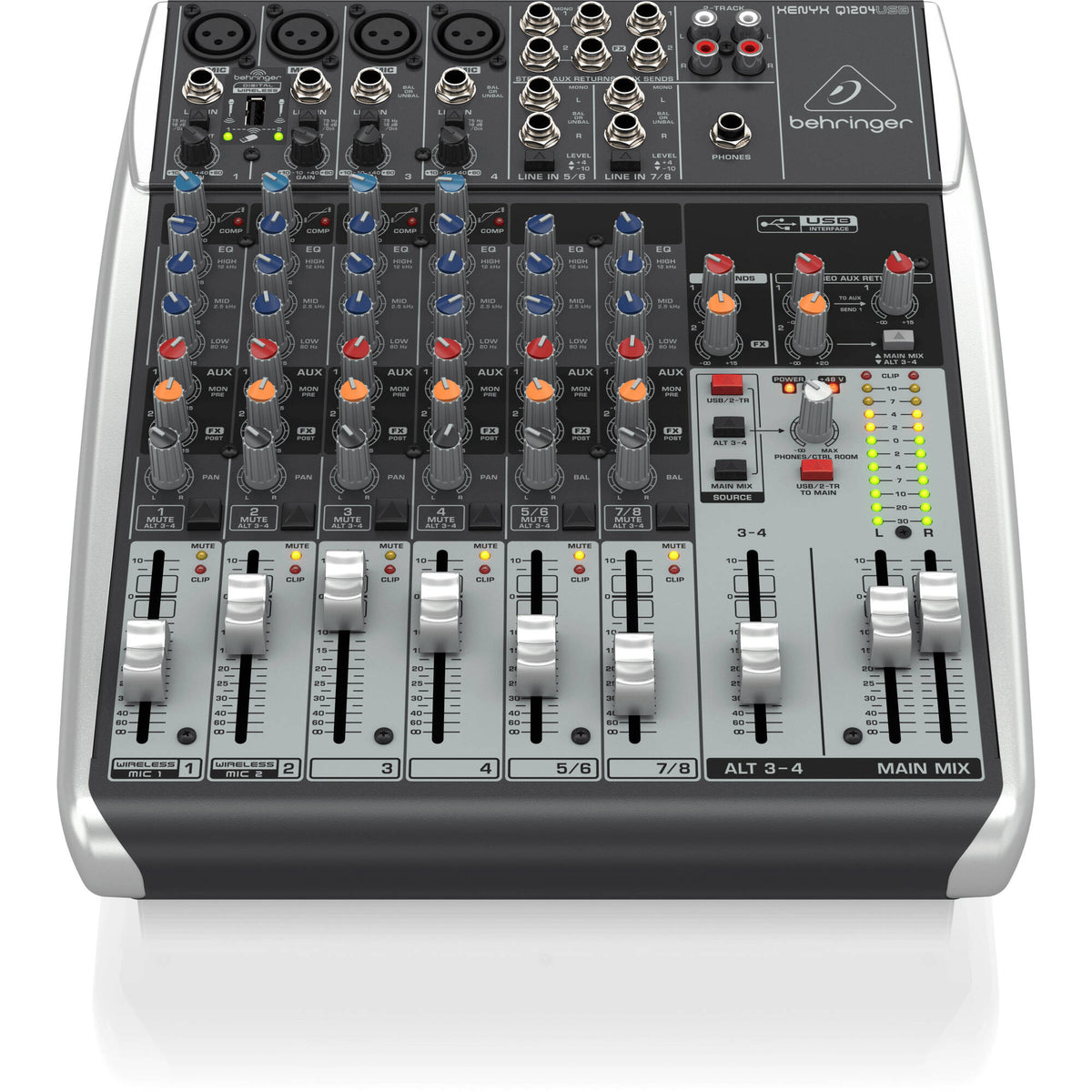 Behringer XENYX Q1204USB Analog Mixer with USB/Audio Interface - Wireless Ready - View 2 | MusicMarket