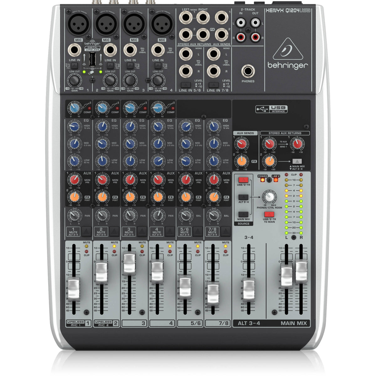 Behringer XENYX Q1204USB Analog Mixer with USB/Audio Interface - Wireless Ready - MusicMarket