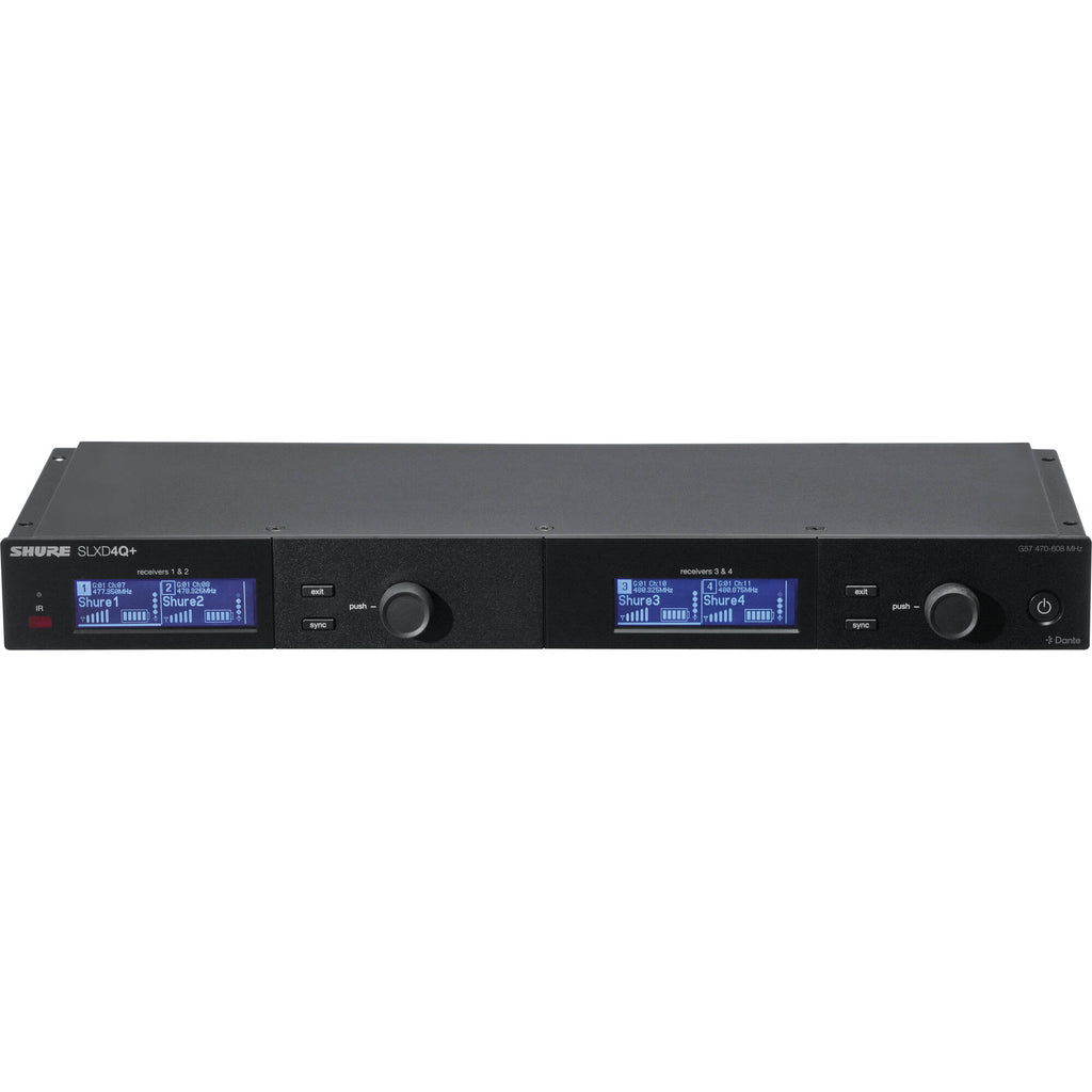 Shure SLXD4QDAN+ Quad Wireless Receiver with Dante - G57 Band - View 2 | MusicMarket