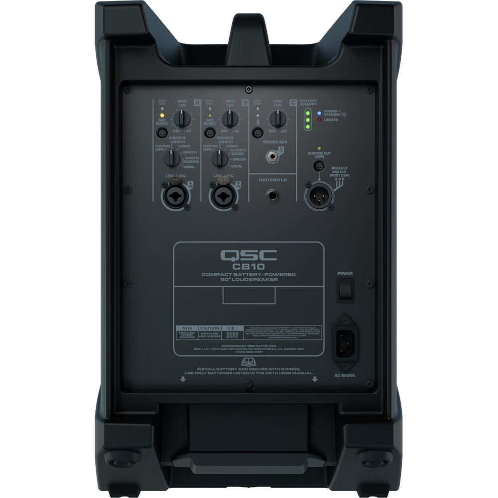 QSC CB10 10-inch Compact Battery-Powered 90° Loudspeaker - View 6 | MusicMarket