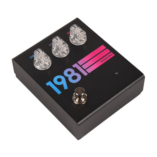 1981 Inventions DRV Overdrive Pedal Black Hyperfade - Angle 2 | MUSICTONER