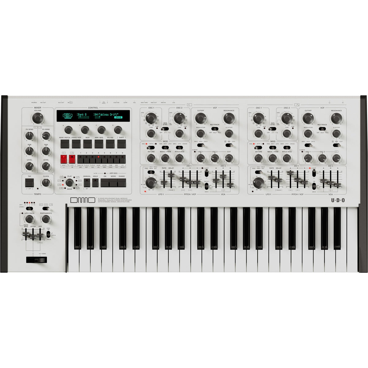 UDO Audio DMNO 8 Voice Analog Hybrid Synthesizer - White - MusicMarket