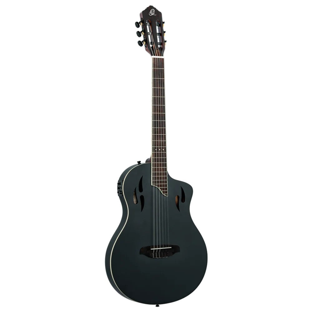 Ortega Tour Player Series Thinline Crossover Nylon String Acoustic Electric Guitar - Black - View 2 | MusicMarket