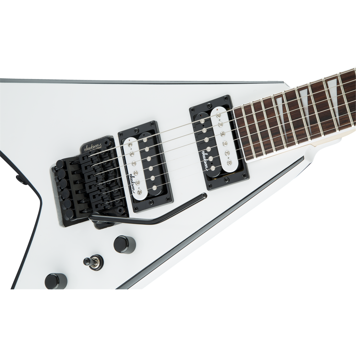 Jackson JS Series King V JS32 Electric Guitar - White with Black Bevels - View 6 | MusicMarket