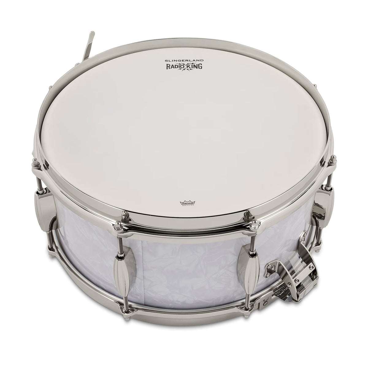 Slingerland 6.5 x 14-Inch Gene Krupa Radio King Solid Maple Snare Drum - White Marine Pearl - View 5 | MusicMarket