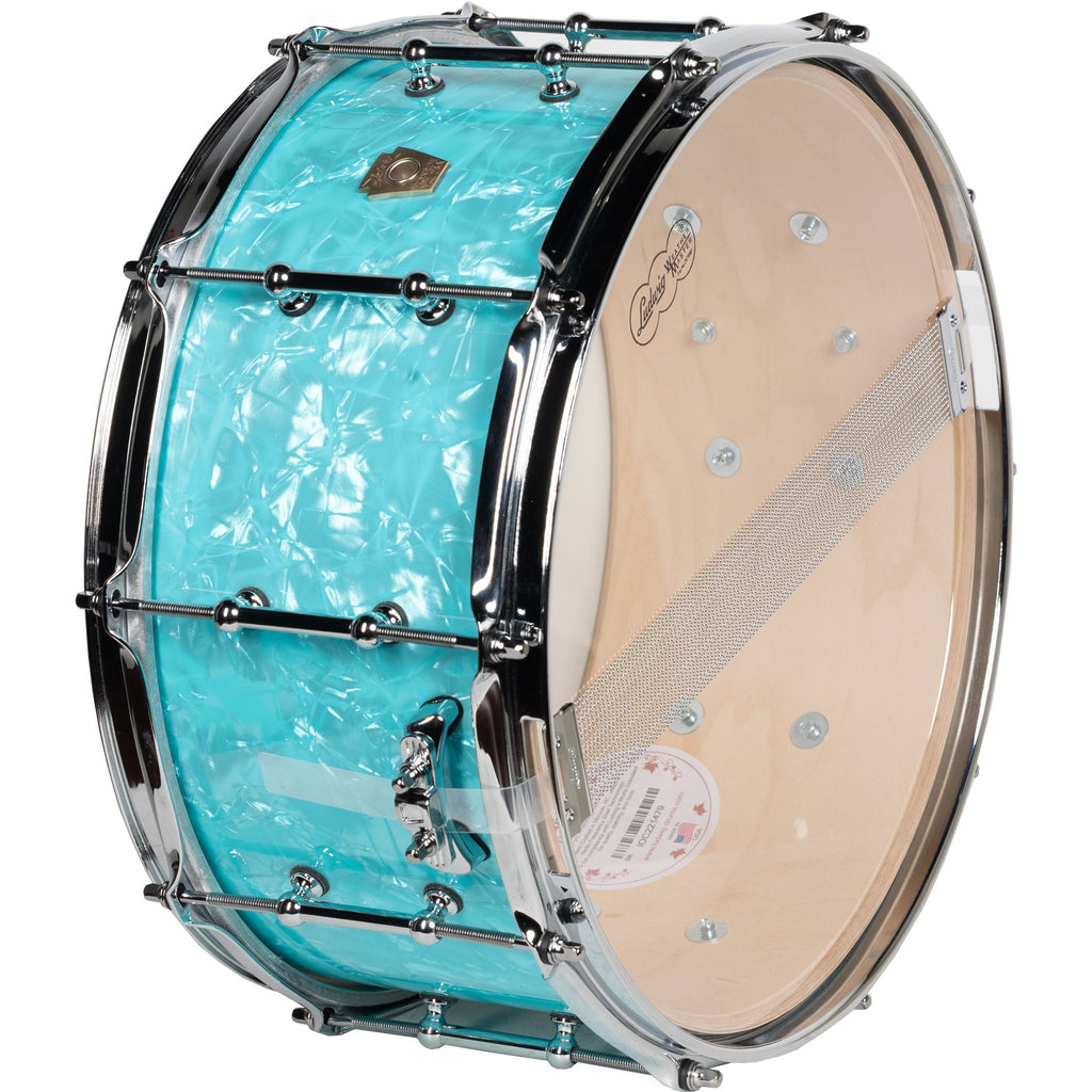 Ludwig Classic Maple Limited Edition 6.5x14 Snare Drum w/ Tube Lugs - Teal Pearl - View 3 | MusicMarket