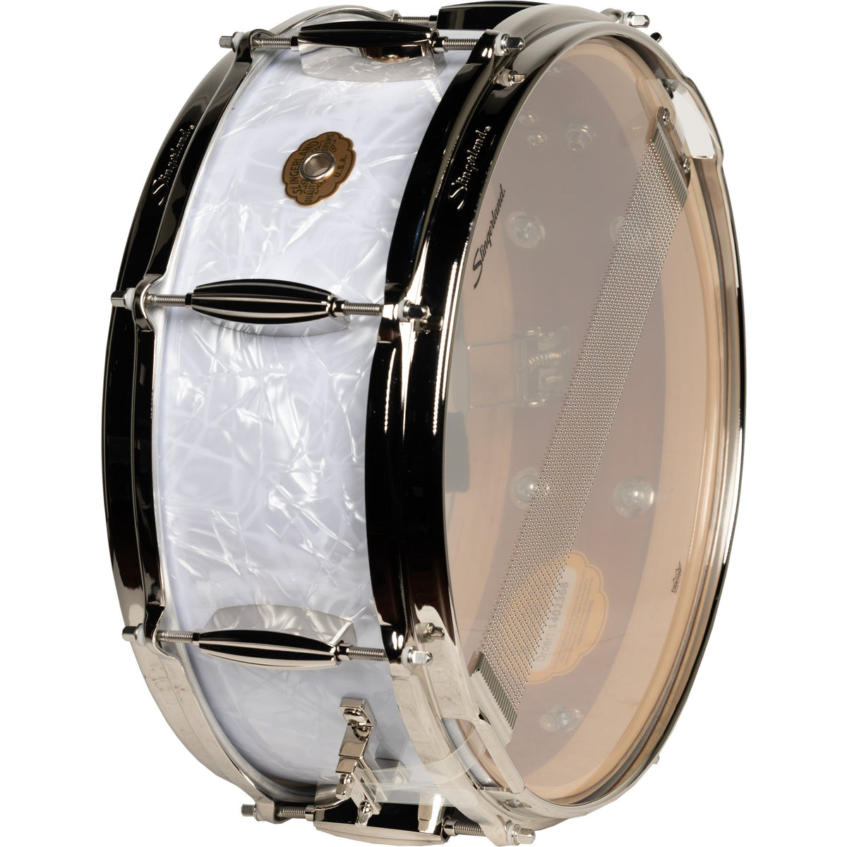 Slingerland Radio King Artist 5.5x14 Snare Drum - White Marine Pearl - View 3 | MusicMarket