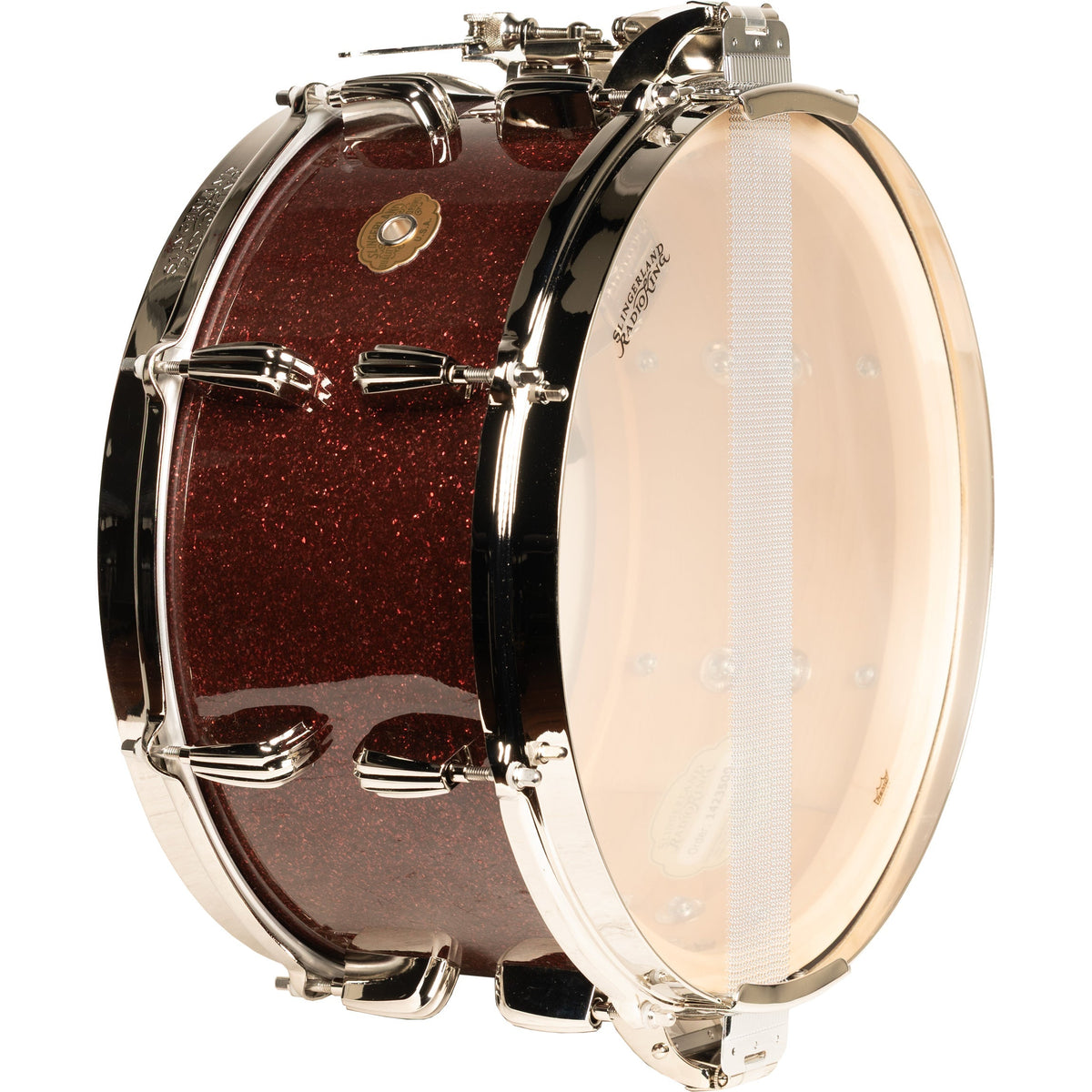 Slingerland Radio King 7x14 Solid Maple Snare Drum - Maroon Glass - View 3 | MusicMarket