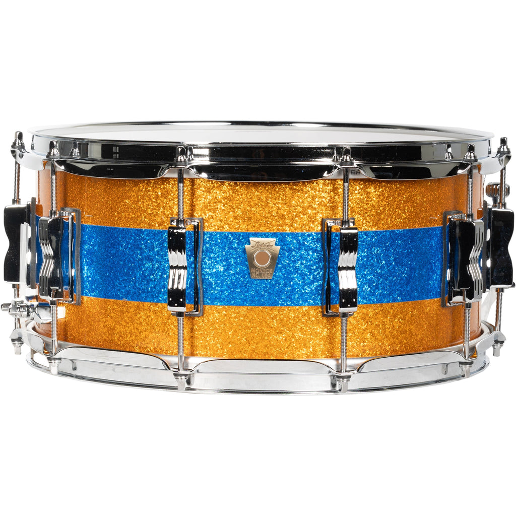 Ludwig Classic Maple Limited Edition 6.5x14 Snare Drum - Gold Blue Gold Sparkle - MusicMarket