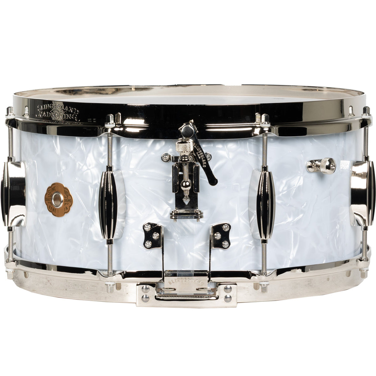 Slingerland Gene Krupa Limited Edition 6.5x14 Snare Drum - White Marine Pearl - View 2 | MusicMarket