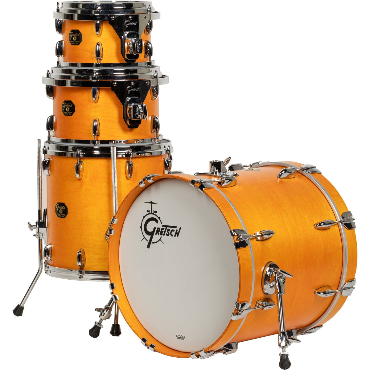 Gretsch USA Custom 4-Piece Shell Kit - Satin Sun Amber - View 2 | MusicMarket