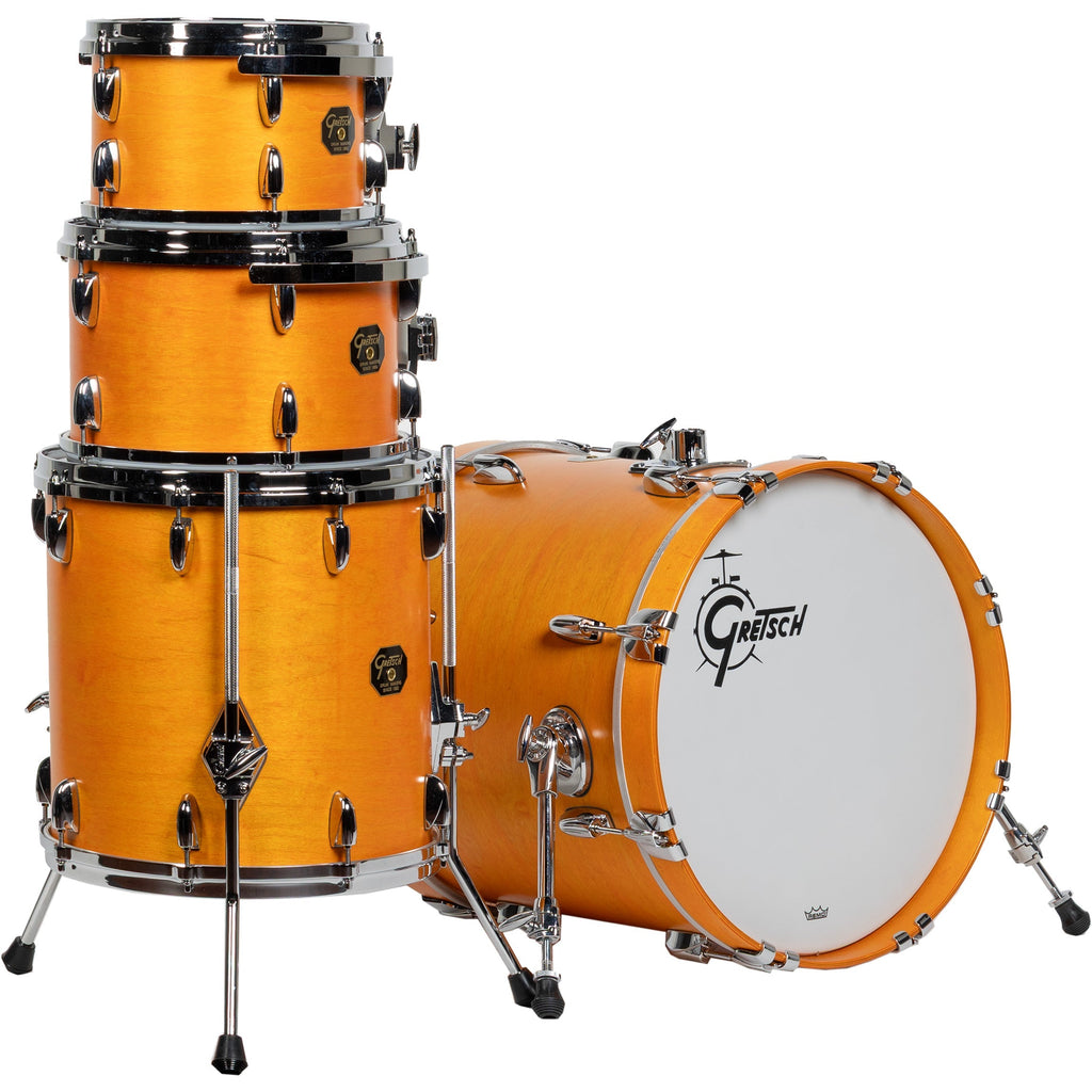Gretsch USA Custom 4-Piece Shell Kit - Satin Sun Amber - MusicMarket