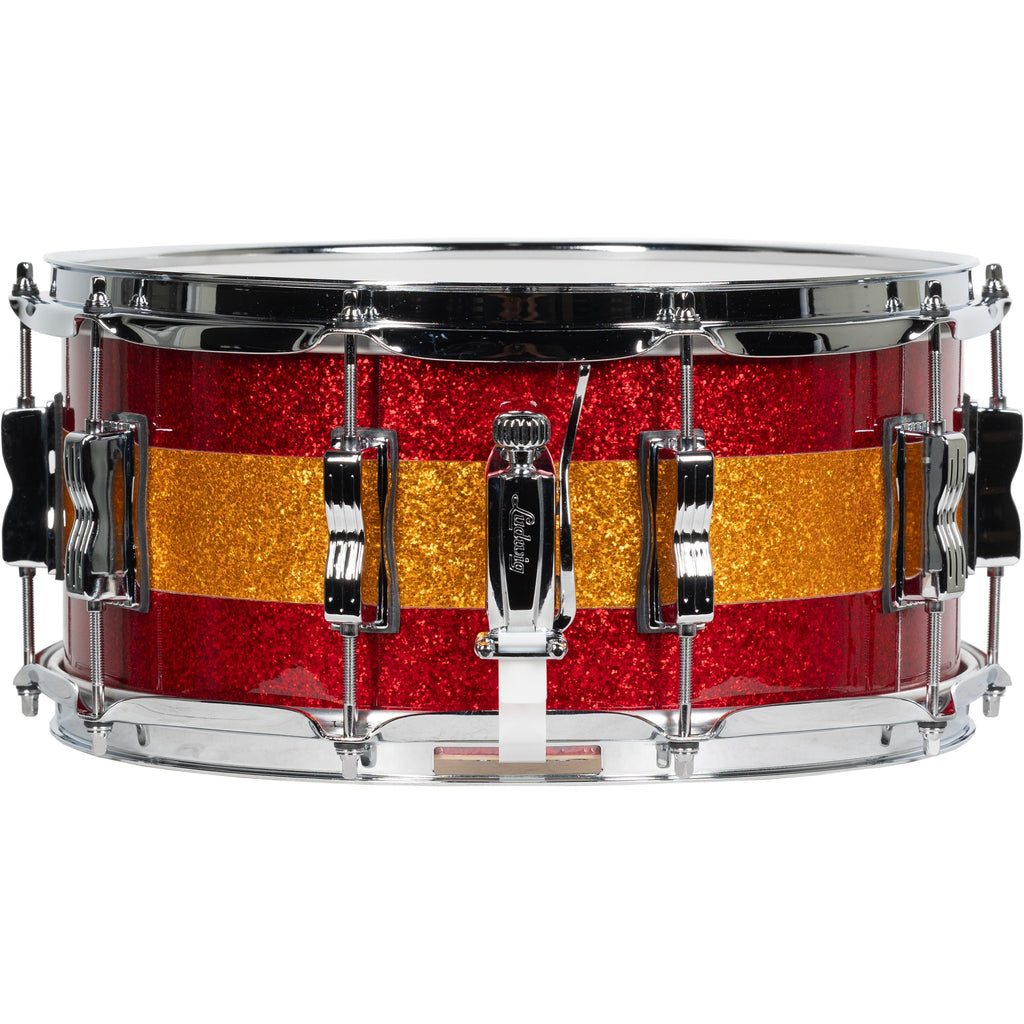 Ludwig Limited Edition Classic Maple 6.5x14 Snare Drum - Red Gold Red Sparkle - View 2 | MusicMarket
