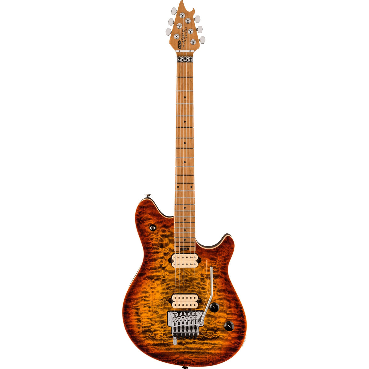 EVH Wolfgang Special QM Electric Guitar -Baked Maple Fingerboard, Tiger Eye Glow - View 2 | MusicMarket