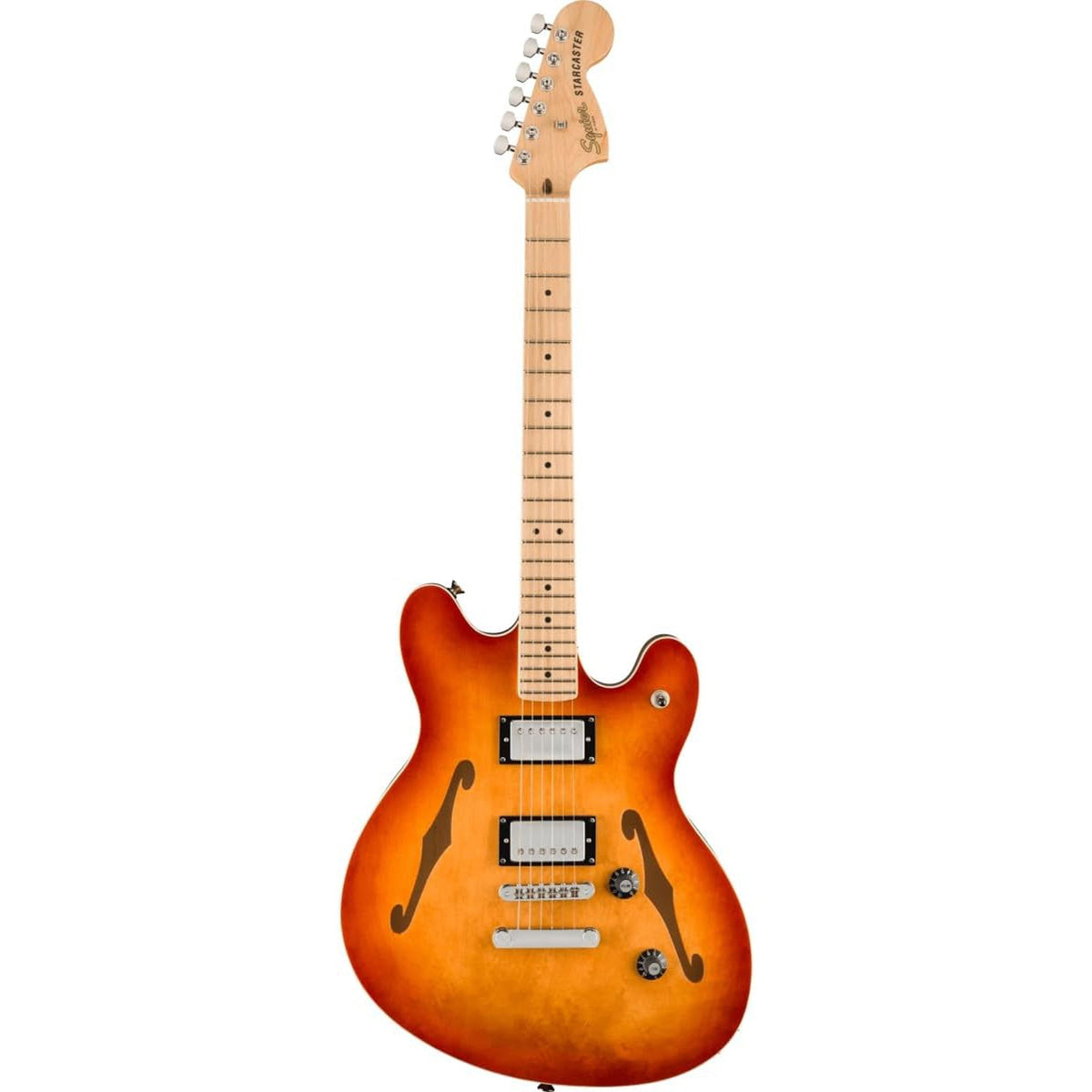 Squier Affinity Series Starcaster Deluxe Semi-Hollowbody - Maple Fingerboard, Sienna Sunburst - View 2 | MusicMarket