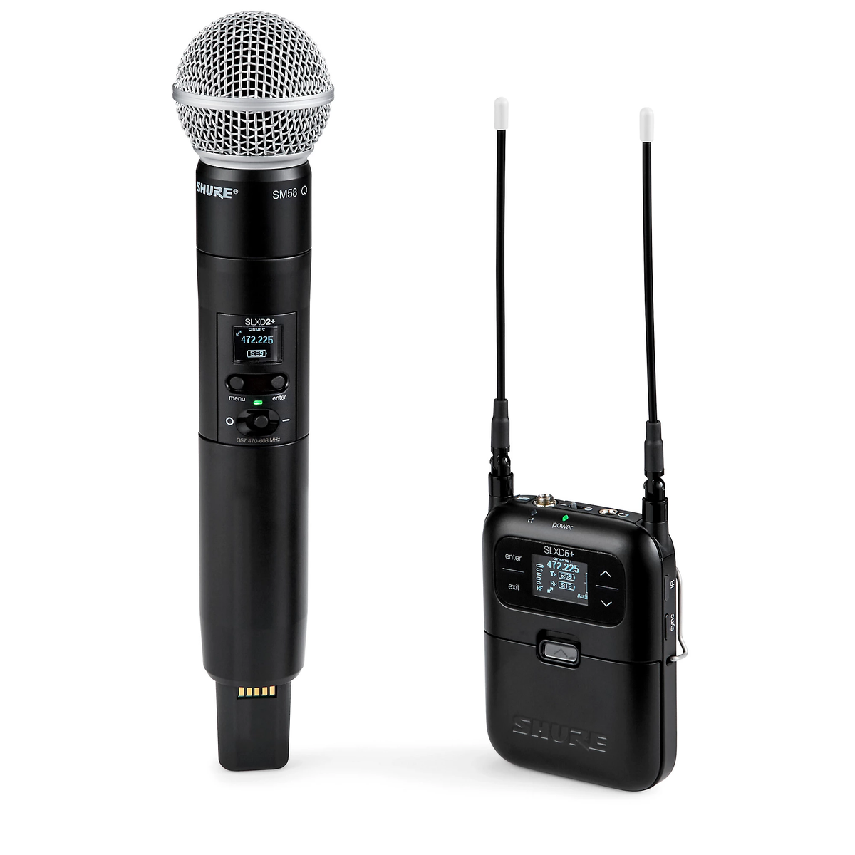 Shure SLXD25+/58 Portable Digital Wireless System with SM58 Cardioid Dynamic Microphone - G57 Band - MusicMarket