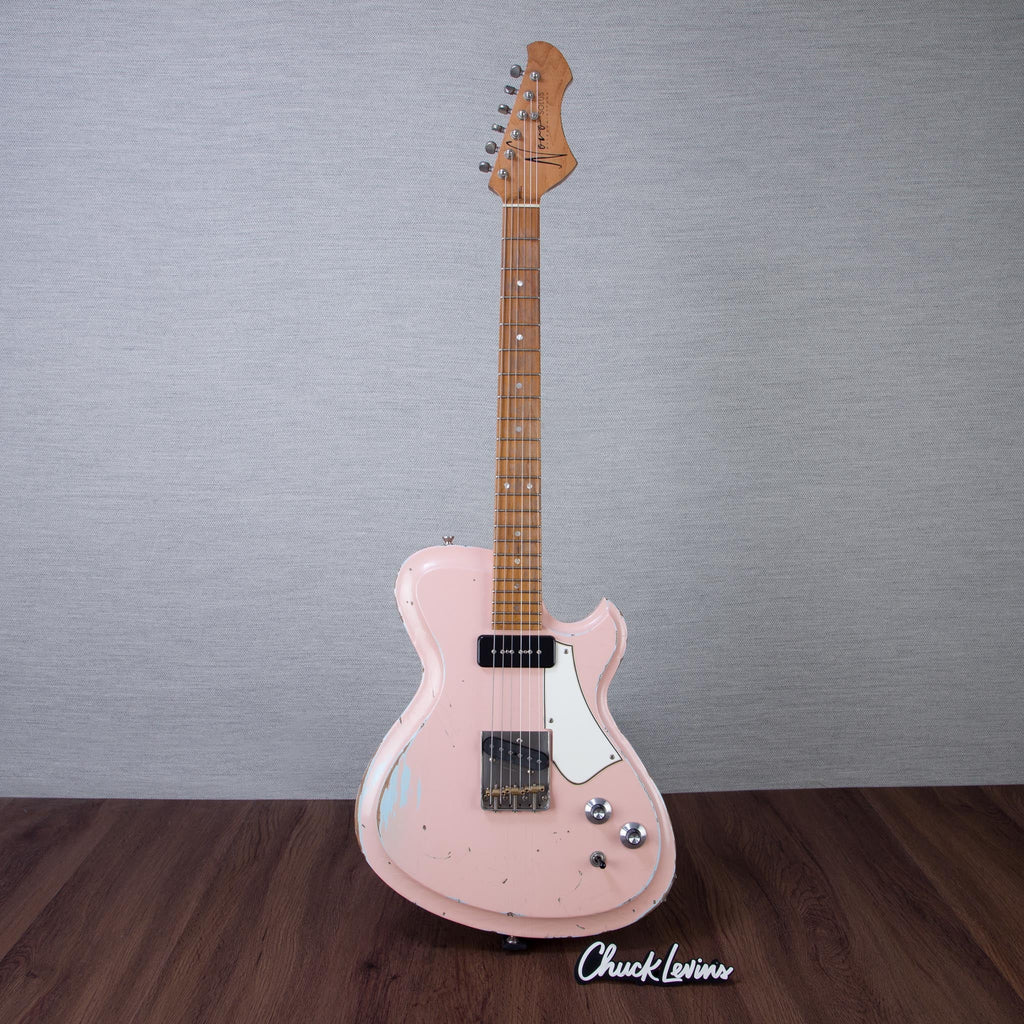 Novo Guitars Solus F2 Electric Guitar - FOF Shell Pink over Sonic Blue - #26047 - View 2 | MusicMarket