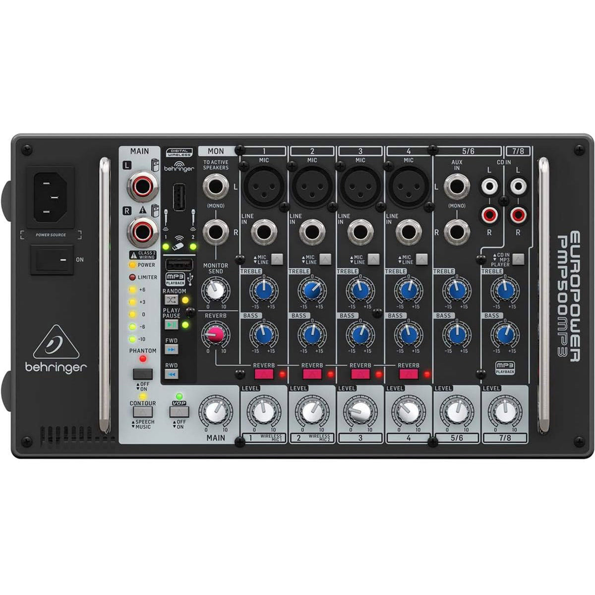 Behringer PMP500MP3 8-channel 500W Powered Mixer - MusicMarket