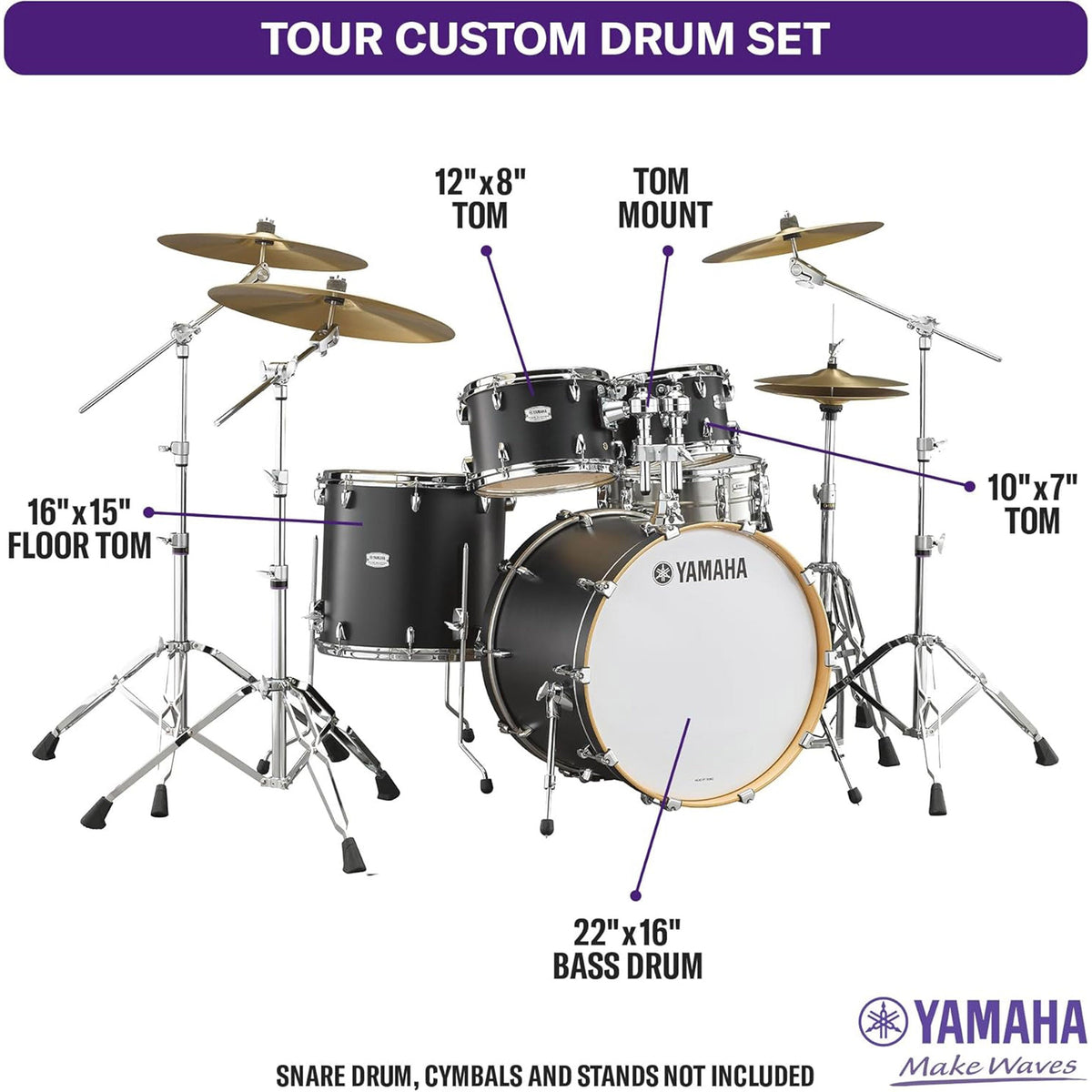 Yamaha Tour Custom Maple 4pc Standard Shell Pack - Licorice Satin - View 2 | MusicMarket