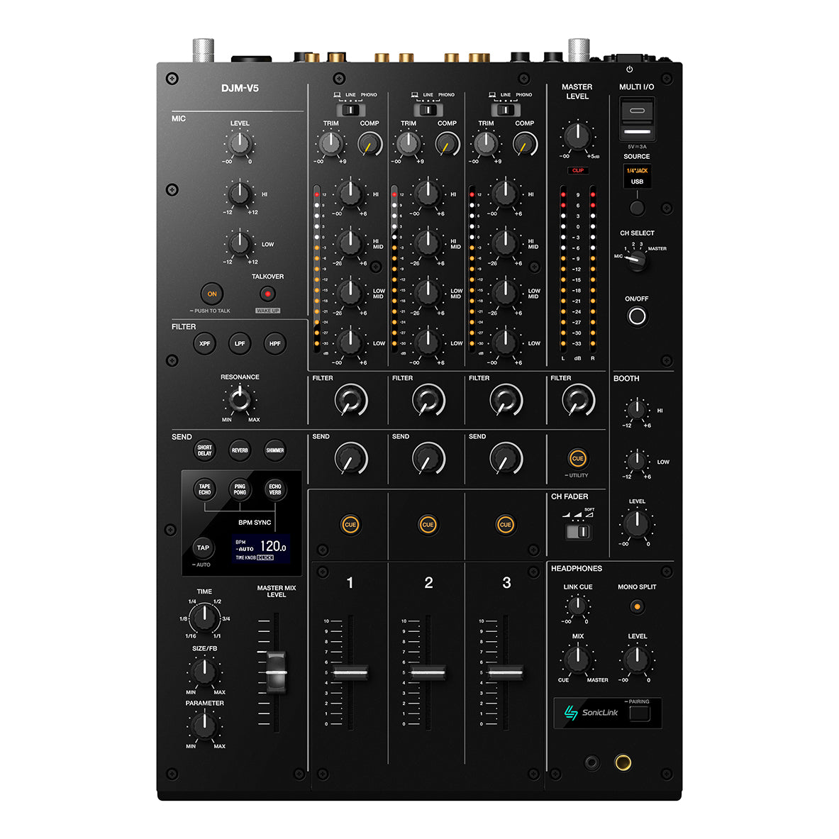 AlphaTheta DJM-V5 Compact 3-Channel DJ Mixer - MusicMarket