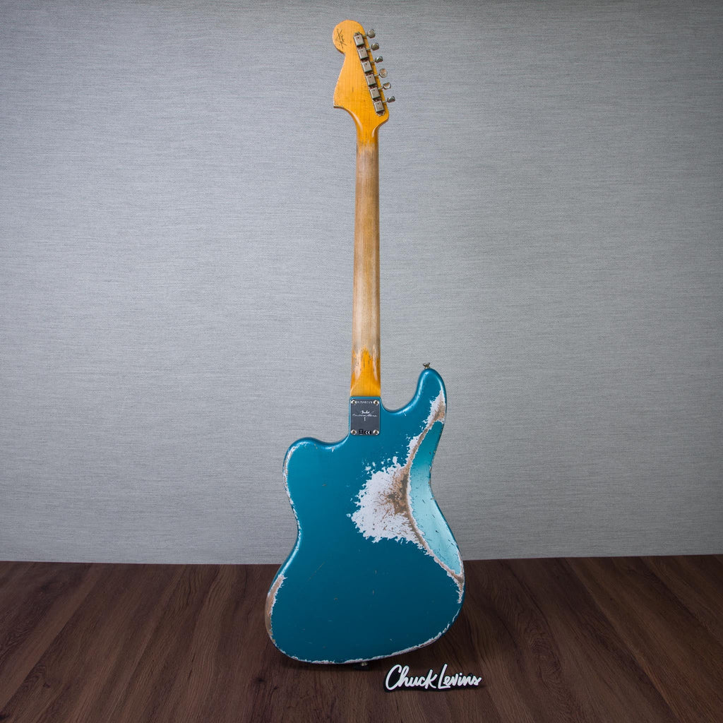 Fender Custom Shop 1962 Bass VI Super Heavy Relic Electric Guitar - Faded Ocean Turquoise - #CZ591279 - View 6 |