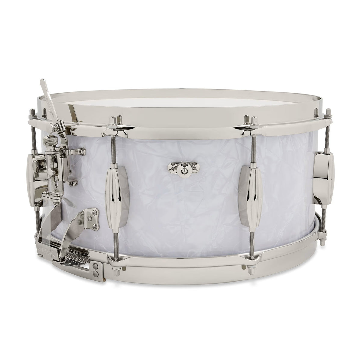 Slingerland 6.5 x 14-Inch Gene Krupa Radio King Solid Maple Snare Drum - White Marine Pearl - View 3 | MusicMarket
