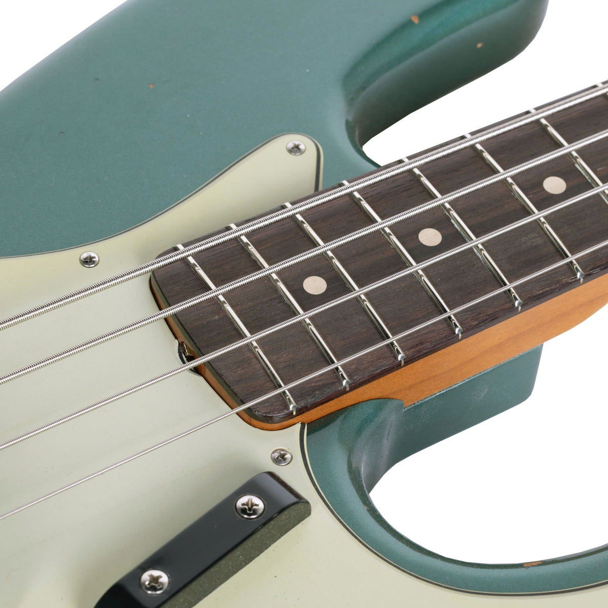 Fender Custom Shop 64 Jazz Bass Guitar Relic - Sherwood Green Metallic - View 8 | MusicMarket