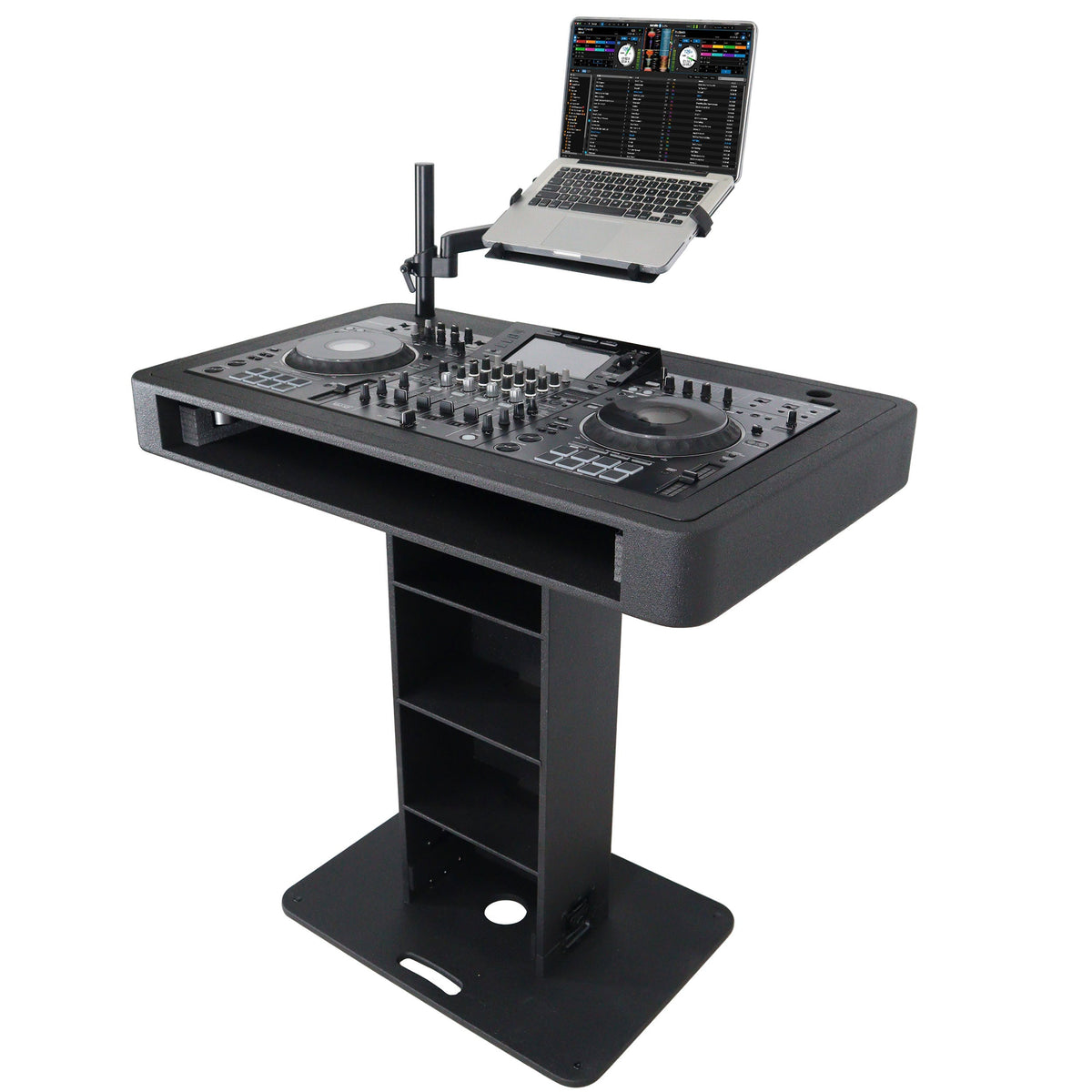 ProX XZF-DJCTBL Control Tower DJ Podium for Pioneer DDJ-REV7 XDJ-XZ FLX10 RANE Four - Black Finish - MusicMarket