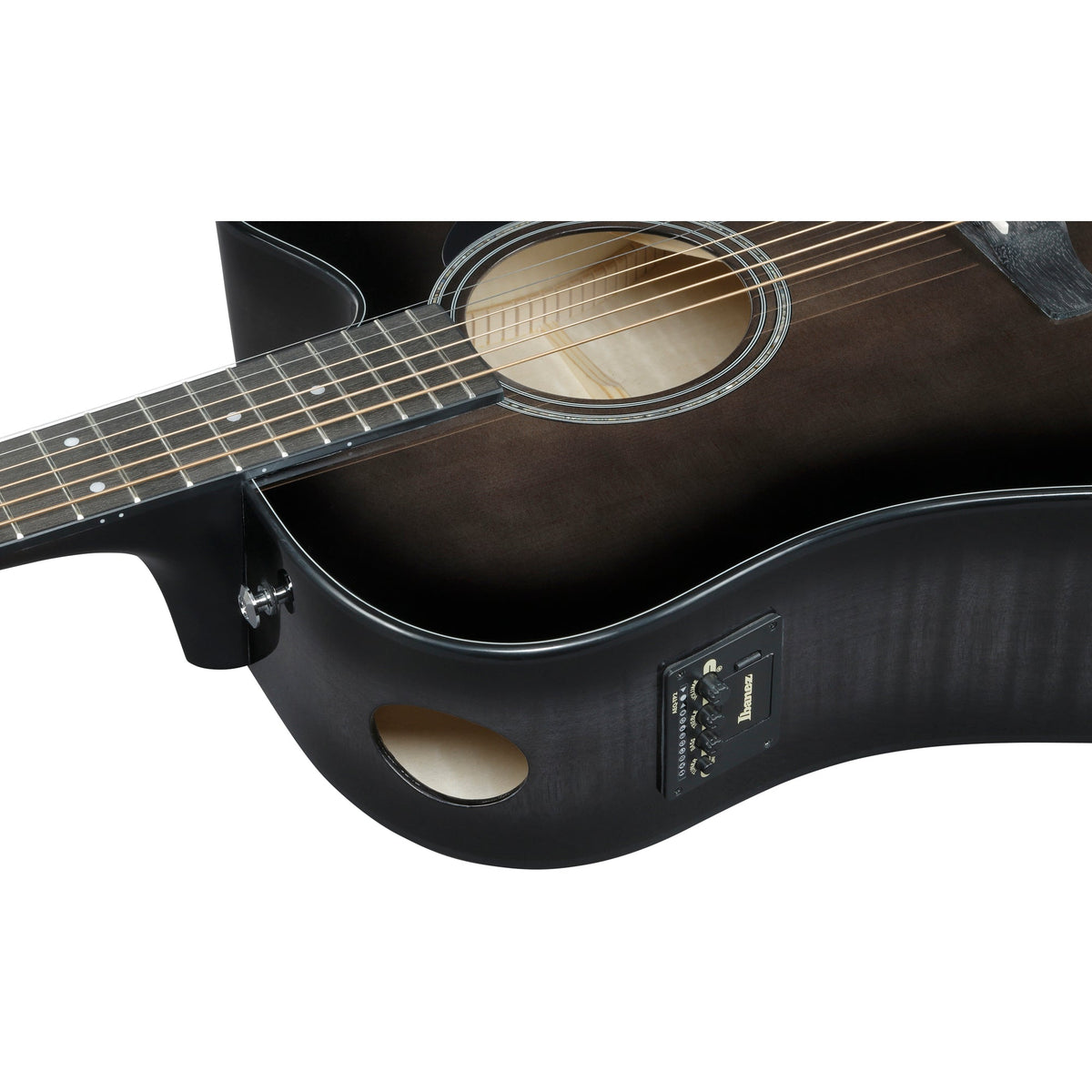 Ibanez AAD77CE AAD Acoustic Electric Guitar - Transparent Black Sunburst - View 10 | MusicMarket