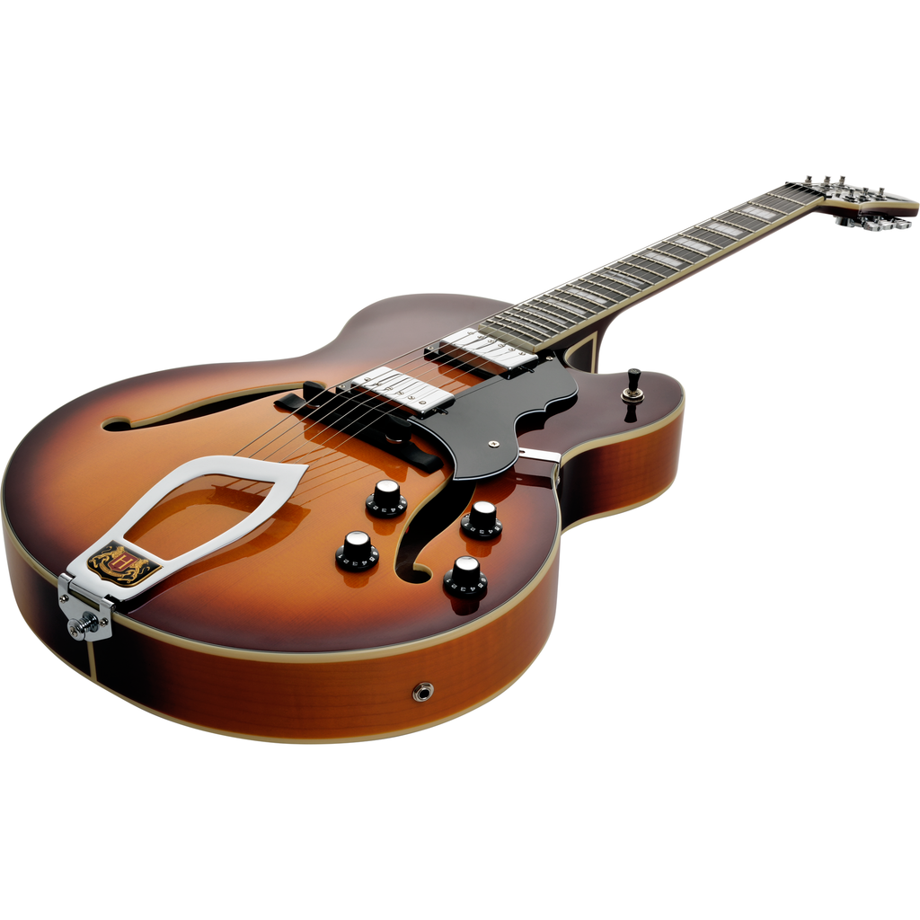 Hagstrom HJ800 Hollow Body Jazz Electric Guitar - Vintage Sunburst - View 5 | MusicMarket