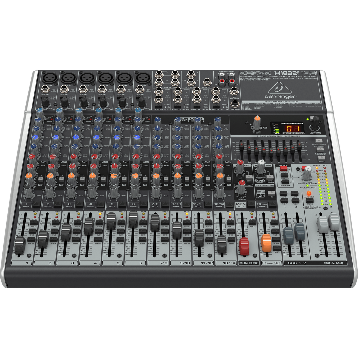 Behringer Xenyx X1832USB Premium 18-Input 3/2-Bus Mixer & USB Audio Interface - View 2 | MusicMarket
