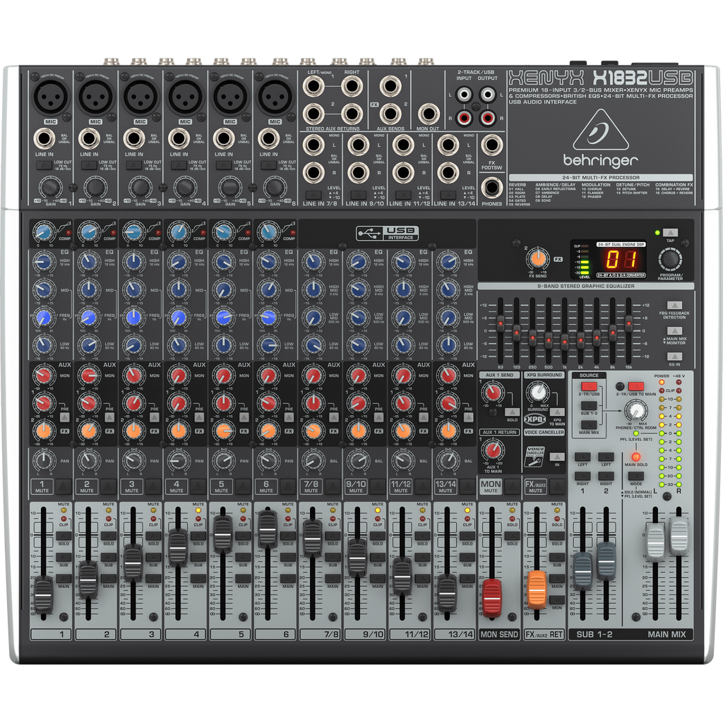 Behringer Xenyx X1832USB Premium 18-Input 3/2-Bus Mixer & USB Audio Interface - MusicMarket