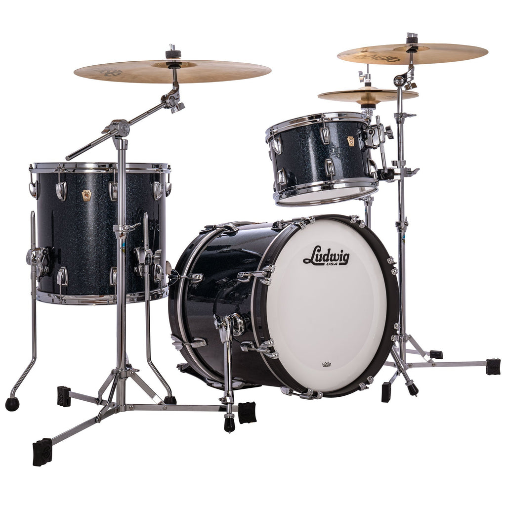 Ludwig Classic Maple 3-Piece Jazzette Shell Pack - Hybrid Black Sparkle - MusicMarket