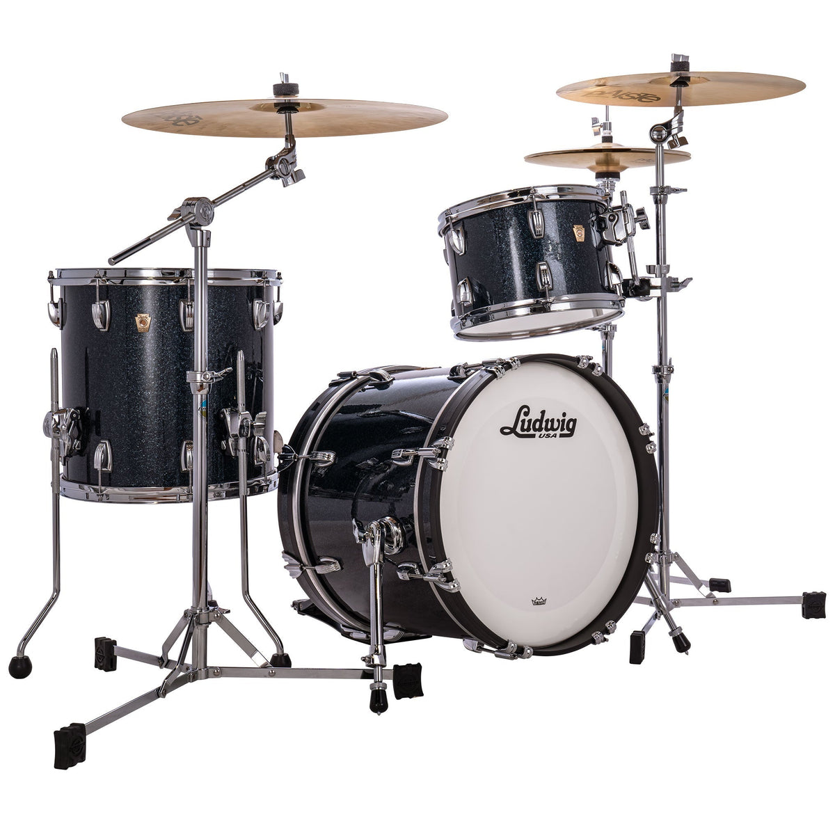 Ludwig Classic Maple 3-Piece Jazzette Shell Pack - Hybrid Black Sparkle - MusicMarket