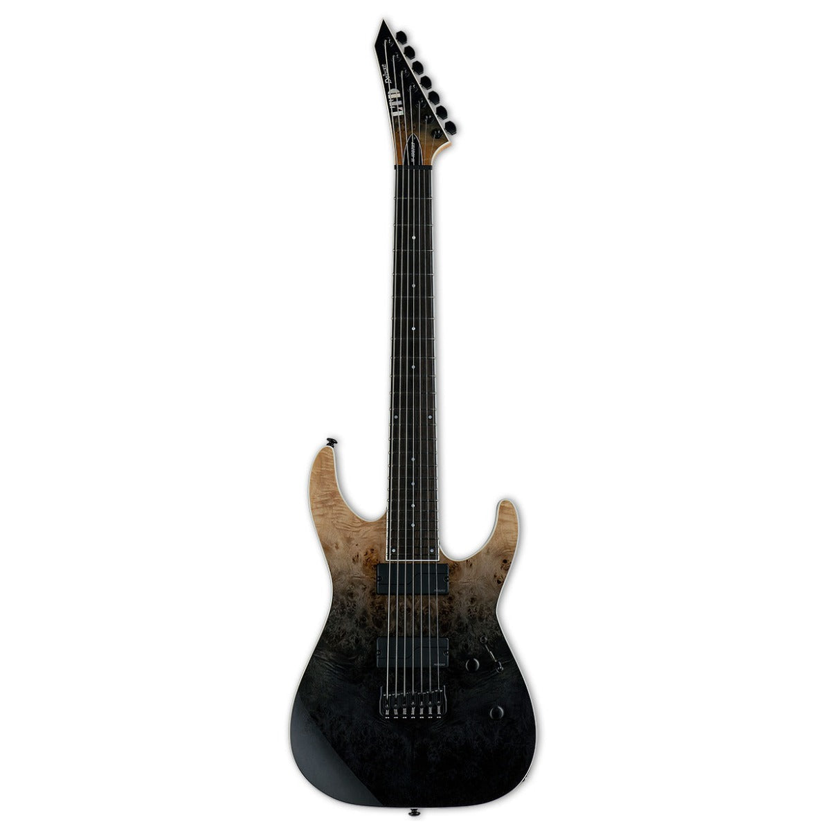 ESP LTD M-1007HT Deluxe M Series 7-String Guitar, Black Fade - View 6 | MusicMarket