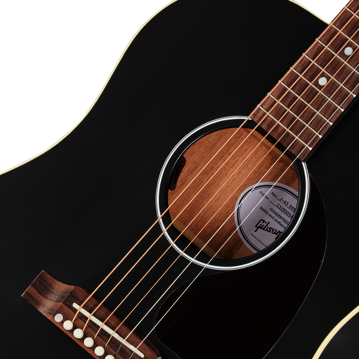 Gibson J-45 Special Acoustic Electric Guitar - Satin Ebony - View 7 | MusicMarket