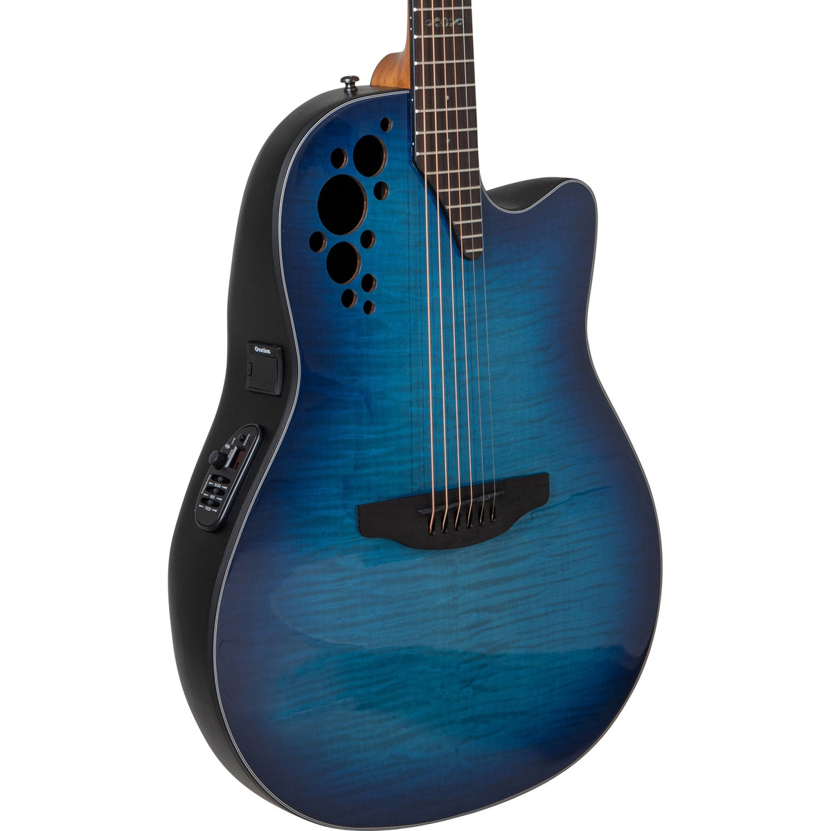 Ovation E-Acoustic Guitar Celebrity Elite Plus Mid Cutaway - Blue Flamed Maple - MusicMarket