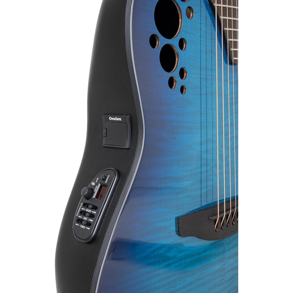 Ovation E-Acoustic Guitar Celebrity Elite Plus Mid Cutaway - Blue Flamed Maple - View 10 | MusicMarket