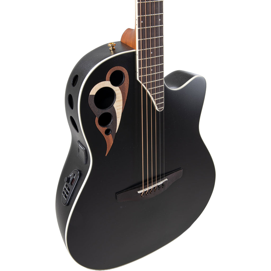 Ovation Celebrity Deluxe Acoustic Electric Guitar - Black Satin - View 7 | MusicMarket