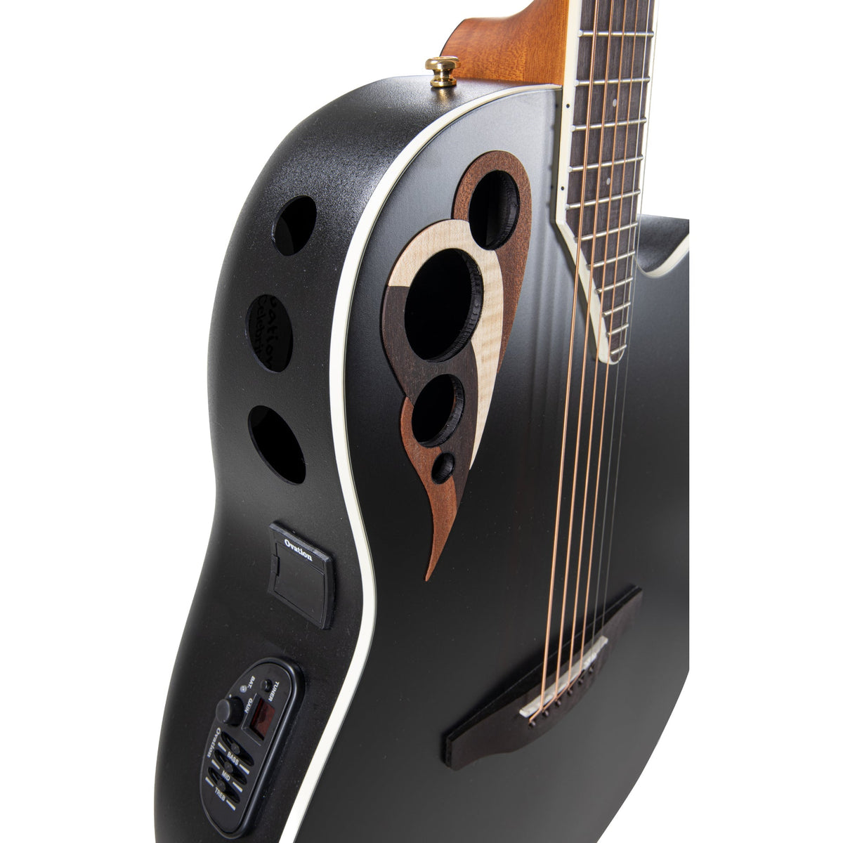 Ovation Celebrity Deluxe Acoustic Electric Guitar - Black Satin - View 8 | MusicMarket