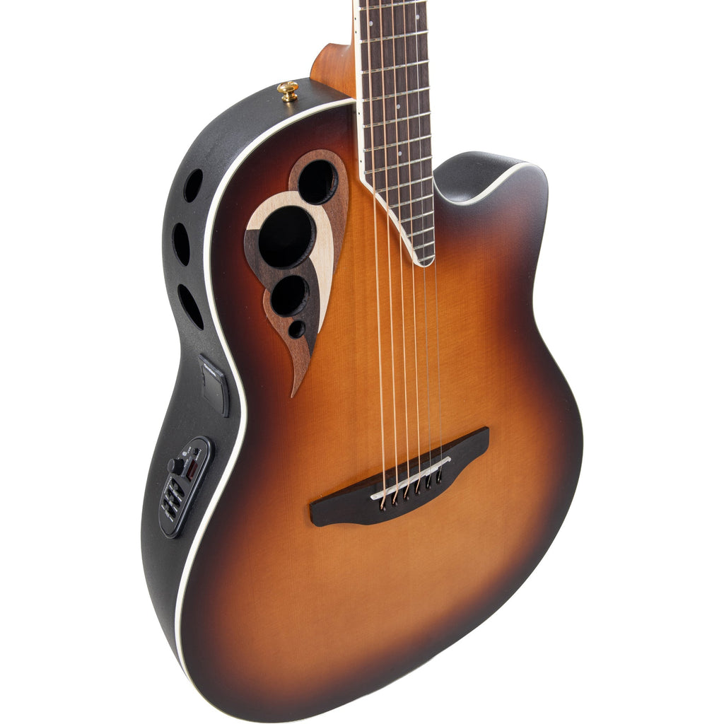 Ovation Celebrity Deluxe Acoustic Electric Guitar - Vintage Suburst Satin - View 7 | MusicMarket