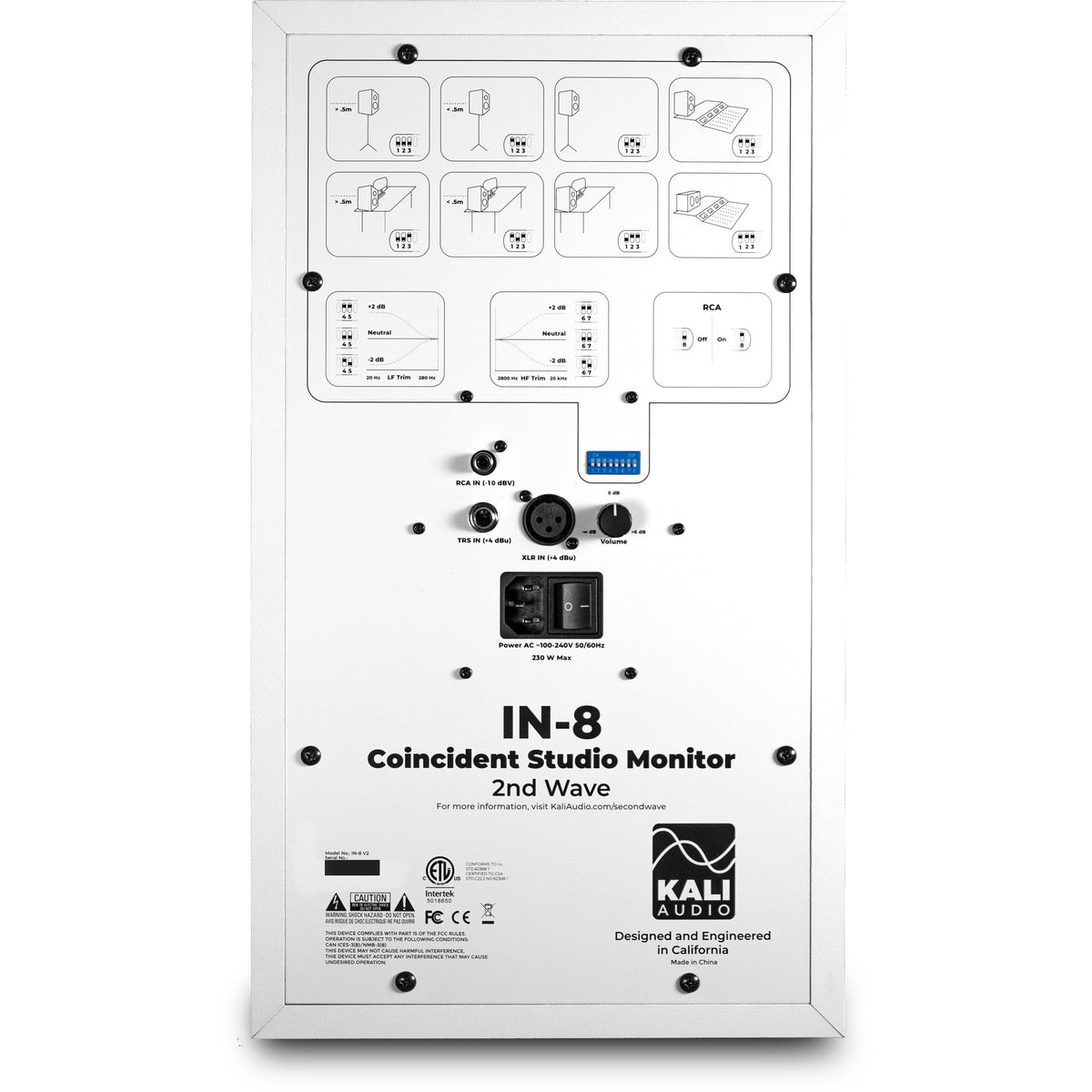 KALI AUDIO IN-8W V2 8" Powered 3-way Studio Monitor - 140W Speaker System - Boundary Compensation EQ Settings -