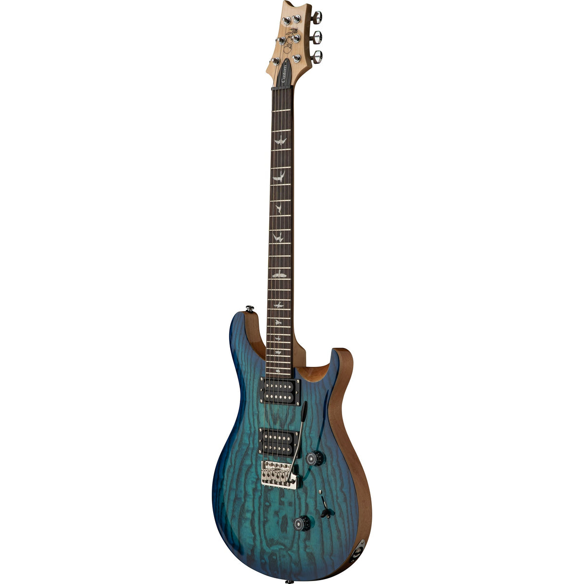 PRS SE Custom 24 Exotic Burled Ash Limited Edition Electric Guitar - Lake Blue - View 4 | MusicMarket
