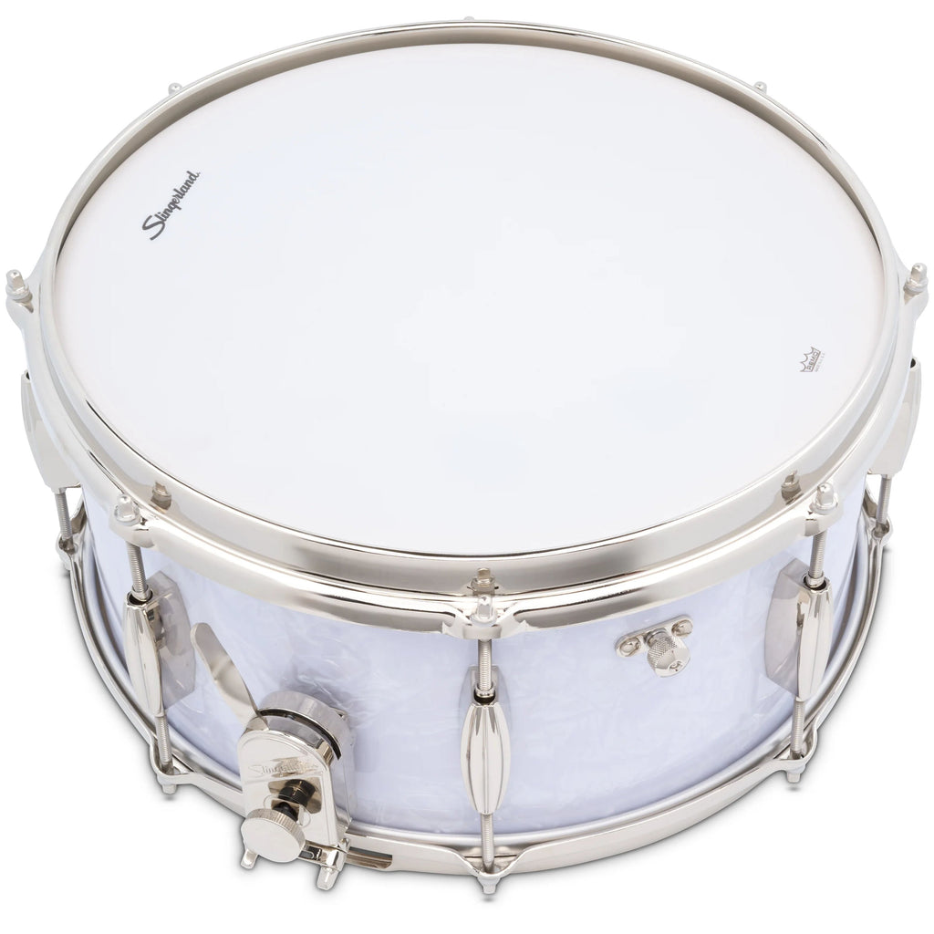Slingerland Radio King 6.5x14 Snare Drum - White Marine Pearl - View 4 | MusicMarket
