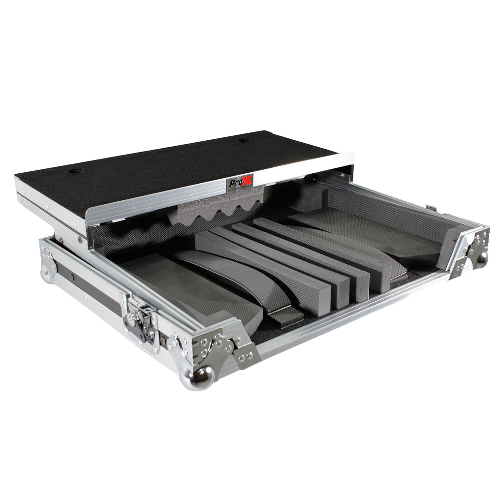 ProX Universal Flight Case with Shelf for Small-to-Medium Size DJ Controllers - Silver on Black - View 7 | MusicMarket